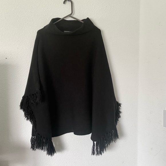 Black Fringe Poncho - Picture 1 of 7
